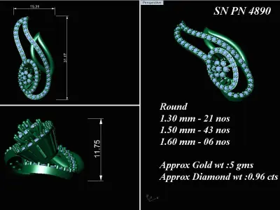 Pendant Earrings combo - 4890 3D print model
