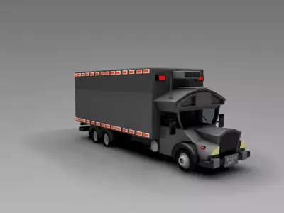 Low Poly Truck Refrigerator Low-poly 3D model