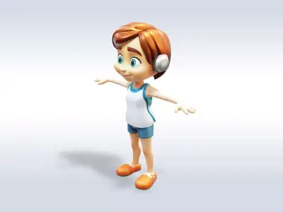 3D Cartoon character t pose sport girl gym Low poly 3D model 3D model purchase