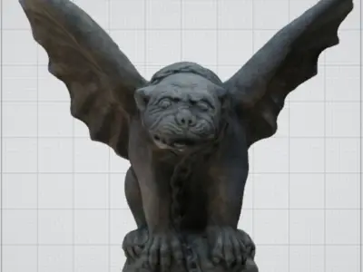 Gargoyle Cement Sculpture Free 3D model