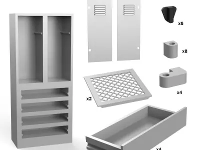 Locker metal with three drawers 3D print model