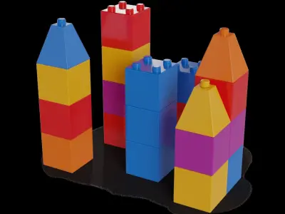 Cars and action games Building Blocks Low-poly 3D model order