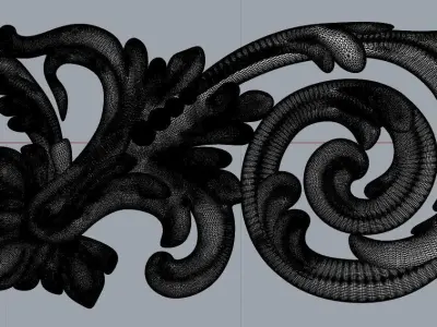 Bas-relief ornate scroll design 3D model
