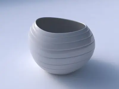 Bowl compressed 2 with smooth horizontal dents 3D print model