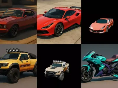 Sport Car bundle 1 pack 100 glb 3D model