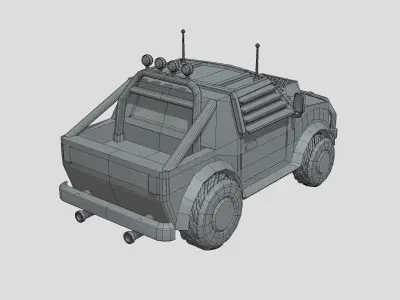 Stylized Toon Pickup Truck Low-poly 3D model