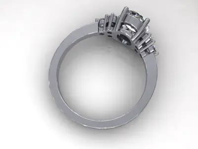 Halo Three Stone Shank Ring 3D print model