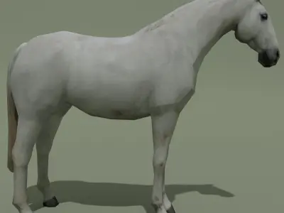 LowPoly Horse D White Grey Low-poly 3D model