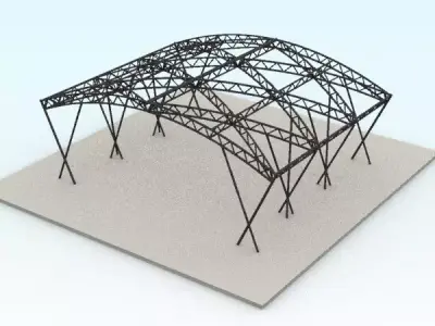 Truss beam - Cylindrical roof model 3D model