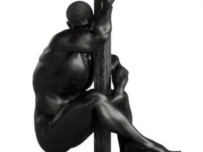 Decoration Statue of naked male body and column 3D model