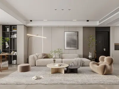 Modern light luxury living room 3D model get