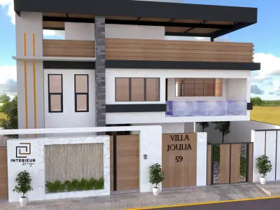 villa modern two story house 3D model