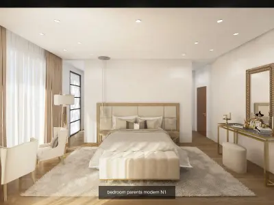 3 bedrooms bedroom interior design 3D Model Collection