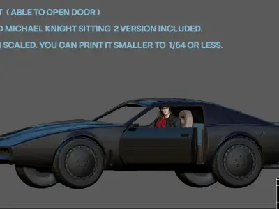 KITT MICHAEL KNIGHT KNIGHT SITTING POSE RIDER CAR MINIATURE 3D print model