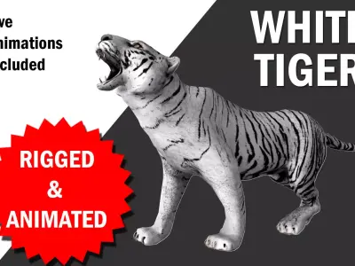 White Tiger with animation Low-poly 3D model