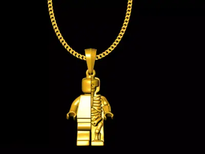 Skeleten Robot pendant charms - one inch pendant 3D print model