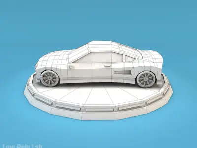 Cartoon Sport Car Low-poly 3D model