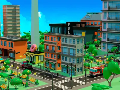 Low poly city Low-poly 3D model
