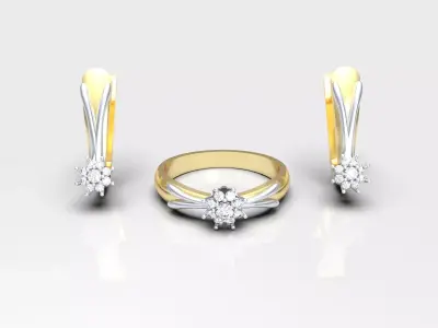 Flower Ring and earrings 3D print model