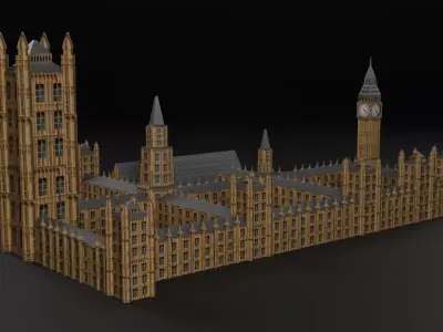Low Poly London Big Ben Low-poly 3D model