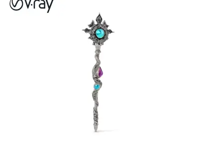 Mystic Scepter with Gemstones model pack Low-poly 3D model