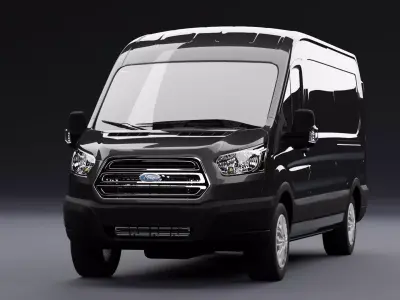 Transit Van Long Truck Black 3D model