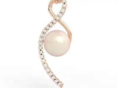 Luxury Diamond Pearl Pendant 3D print model