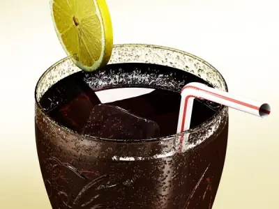 Coke Coca Cola Glass Coaster Straw and Lemon 3D model