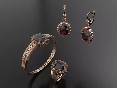 Big oval stone set with bracelet  3D print model