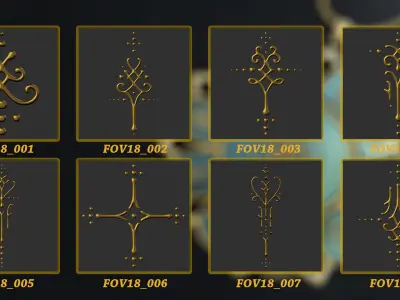 111 ornament sacred signs 3d Model alpha and brush Low-poly 3D model