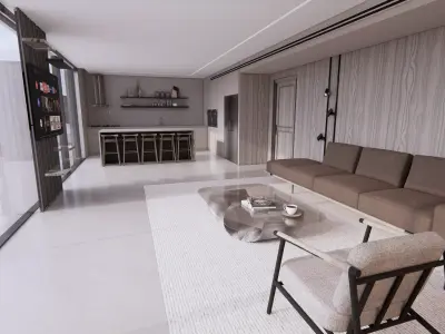 Modern Desert Penthouse  Natural Materials and  Clean Design Low-poly 3D model