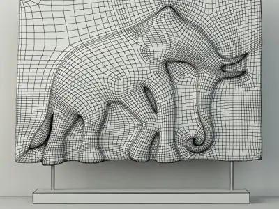 Antique Indian Elephant Relief Panel 2 3D model