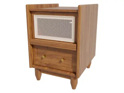 Homary Rustic Rattan Nightstand with Storage Bedside Table 3D model
