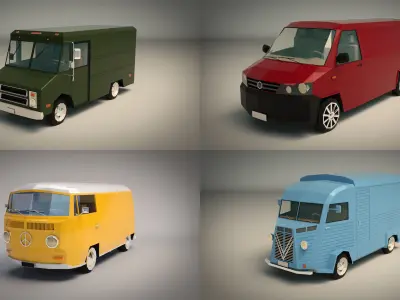 Low Poly Transporter Van Pack