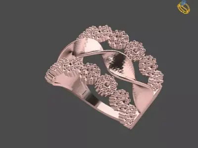 Women Stone Rings Diamond 3D print model 16