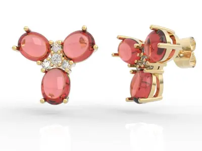 Colorful Gemstone Stud Earrings 3D print model