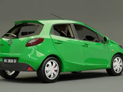 MAZDA 2 2008 - Spirited Green M 3D model