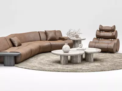 Modern Luxury Modular Sofa and Lounge Chair  3D model