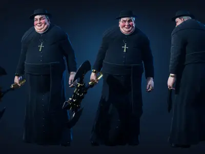 Punisher Priest - Rigged and Animated Low-poly 3D model