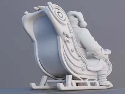 Santa in Sleigh 3D Printable Christmas Model 3D print model