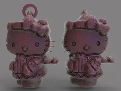 kitty christmas decor  3D print model