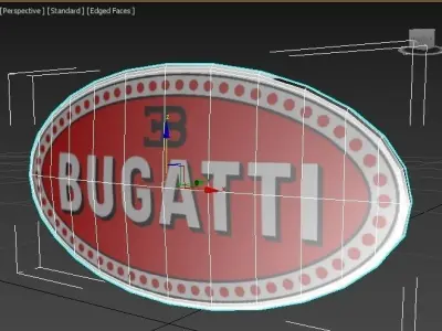 LOGO FRONT BUGATTI Low-poly 3D model