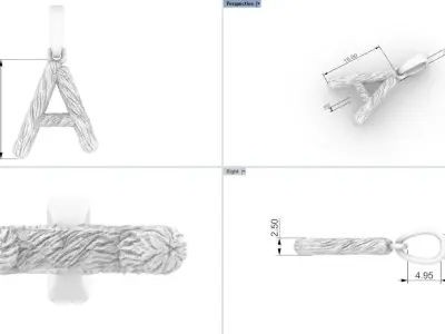 Texture letter pendant model 816 3D print model