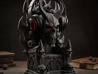 Skull Chair Gaming Headset Stand 3D print model