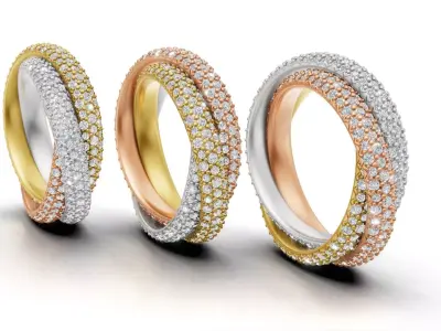 Trinity Ring Classic Model Paved 3D print model