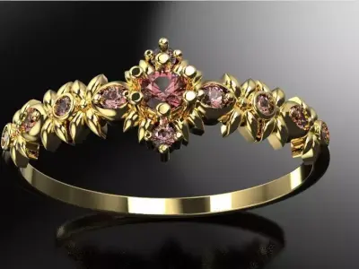 Floral ornament engagement ring 3D print model 3D print model