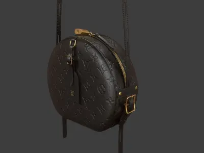 Louis Vuitton Boite Chapeau Souple Bag Black Leather Monogram Low-poly 3D model