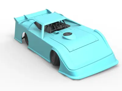 Super Dirt Late model while turning Scale 1 to 25 3D print model