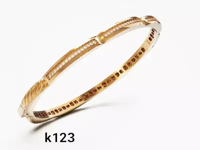 Delicate jeweled bangle bracelet 3D print model