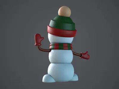 Snowman Cute Stylized Low-poly 3D model